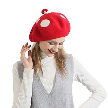 Zasy Felt Mushroom Hat Casual Wool Beret Classic French Artist Beanies Handmade Cap for Women