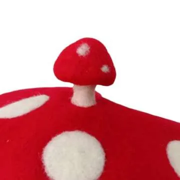 Zasy Felt Mushroom Hat Casual Wool Beret Classic French Artist Beanies Handmade Cap for Women