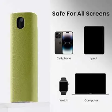 YTT Touchscreen Mist Cleaner, Screen Cleaner,Screen Cleaner Spray for All Phones, Laptop and Tablet Screens,Two in One Spray and Microfiber Cloth (Green)
