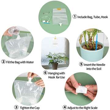 4Pcs Self Watering System for Plants while Away on Vacation, Plant IV Water Bag, Indoor Plant Watering System Device, 30 Days Automatic Plant Waterer Drip Irrigation Kit for Potted Plants