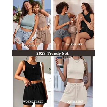 Ekouaer Women's Stylish Sleeveless Lounge Set - 2 Piece