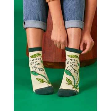 Plants Get Me ~ Blue Q Women's Fun Conversation Starter Ankle Socks
