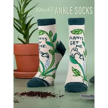 Cute Plant Lover Ankle Socks - Blue Q Fun Style