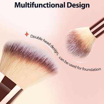 2Pack Dual-ended Makeup Brushes for Contouring, Blending, and Bronzing - Angled Foundation Brush and...