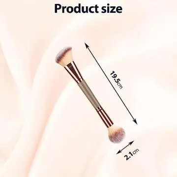 2Pack Dual-ended Makeup Brushes for Contouring, Blending, and Bronzing - Angled Foundation Brush and Concealer Brush - Premium Luxe Hair for Flawless Application of Liquid, Cream, and Powder Makeup