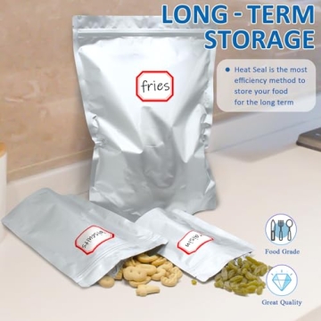 100 Pack Mylar Bags for Long-Term Food Storage with Oxygen Absorbers