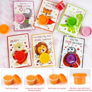 Fun 24 Pack Valentines Cards for Kids with Play Dough