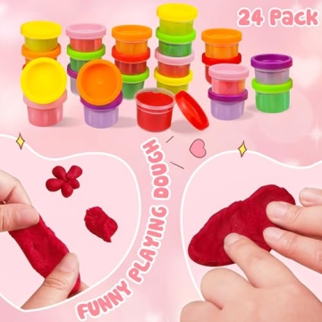 Fun 24 Pack Valentines Cards for Kids with Play Dough