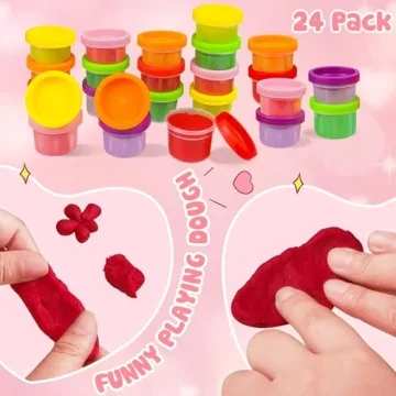 Fun 24 Pack Valentines Cards for Kids with Play Dough
