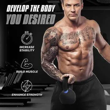 Yes4All 12kg/26lbs Cast Iron Kettlebell, Powder Coated with Wide Handle & Flat Bottom - For Strength Training & Cross-Training