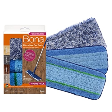 Bona Microfiber Pad 3-Pack - Dusting, Cleaning, and Deep Clean Pads for All Floors