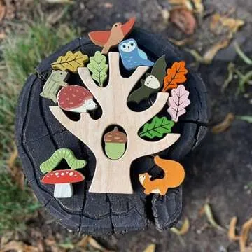 Tender Leaf Toys - Stacking Forest - Wooden Animal Balancing Game for Children and Toddlers - Manual Dexterity and Cognitive Development for Ages 18 Months+