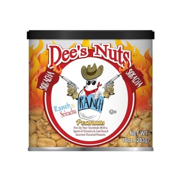 Dee's Nuts Ranch Sriracha Flavored Gourmet Peanuts for Bold Snacking (10oz)