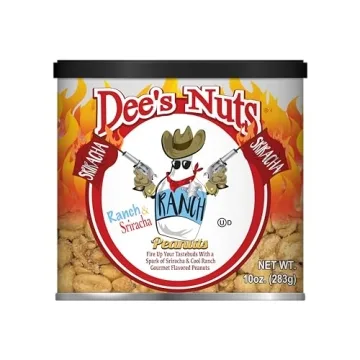 Dee's Nuts Ranch Sriracha Flavored Gourmet Peanuts for Bold Snacking (10oz)