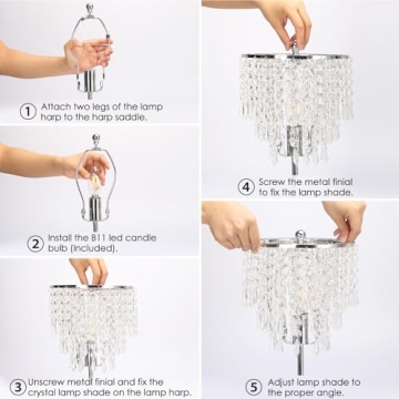 Touch Control Crystal Table Lamp with USB Charging Ports