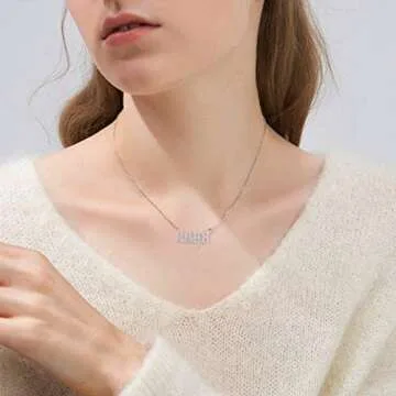 Birth Year Necklace Pendant for Women Girl Silver Plated Friendship Old English Number Birthdate Necklace 1990-2009 Trendy Jewelry Birthday Gift(Silver,1995)