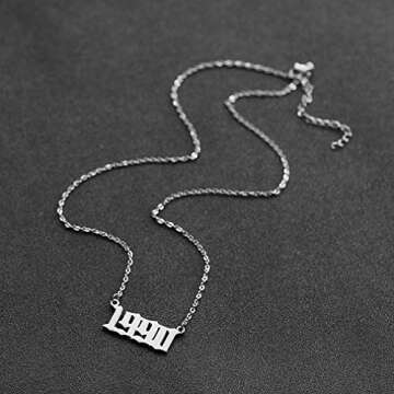 Birth Year Necklace Pendant for Women Girl Silver Plated Friendship Old English Number Birthdate Necklace 1990-2009 Trendy Jewelry Birthday Gift(Silver,1995)