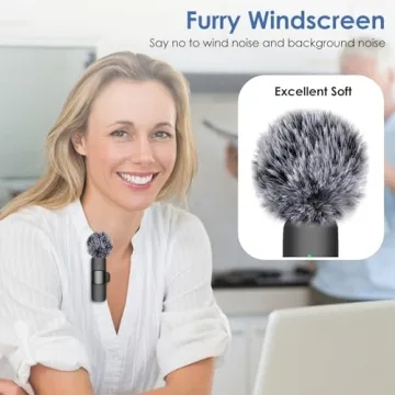Mini Wireless Furry Windscreen & Foam Cover Set for Lavalier Microphone, Foam Mic Cover with Clips to Reduce Wind Noise, Washable and Windproof Lapel Mic Windscreen Muff (9 Pack)