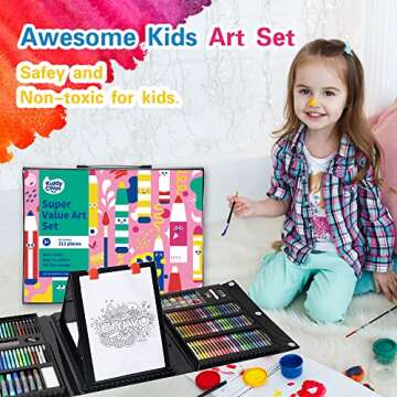 KIDDYCOLOR 211pcs Kids Art Supplies, Portable Painting & Drawing Art Kit for Kids with Oil Pastels, ...