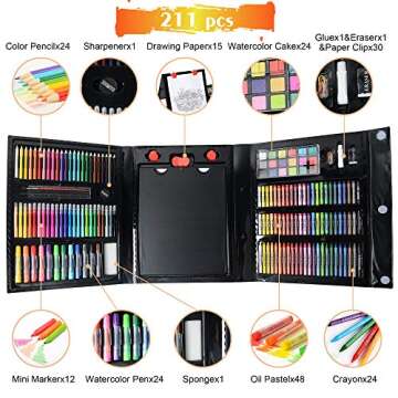 KIDDYCOLOR 211pcs Art Supplies Set for Kids Creative Fun
