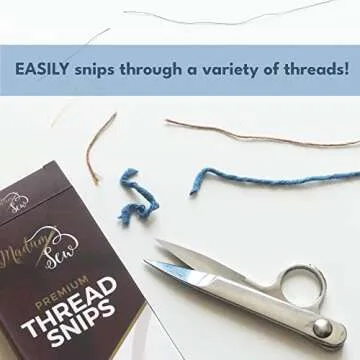 Madam Sew Thread Snips for Sewing – Spring Action Thread Cutter Tool with Razor-Sharp Stainless-Steel Blades for Quilting, Embroidery, Dressmaking – Light, Ergonomic Thread Scissors with Blade Cap