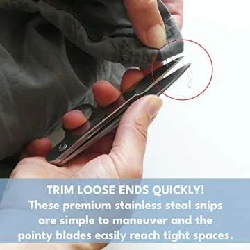 Madam Sew Thread Snips for Sewing – Spring Action Thread Cutter Tool with Razor-Sharp Stainless-Steel Blades for Quilting, Embroidery, Dressmaking – Light, Ergonomic Thread Scissors with Blade Cap