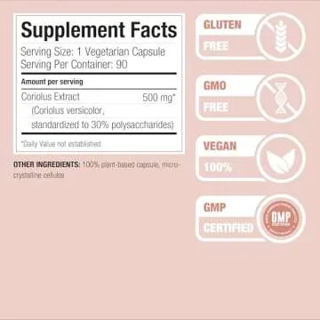 Nature Restore Coriolus Versicolor Mushroom Extract Supplement, 30 Percent Polysaccharides, Non GMO, Gluten Free, 90 Capsules, Original Turkey Tail Mushroom Supplement