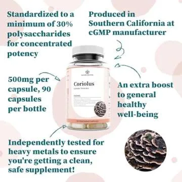 Nature Restore Coriolus Versicolor Mushroom Extract Supplement, 30 Percent Polysaccharides, Non GMO, Gluten Free, 90 Capsules, Original Turkey Tail Mushroom Supplement