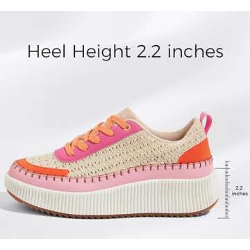 LUCKY STEP Women's Running Shoes Knit Non Slip Walking Trainers Casual Breathable Lightweight Sports Sneakers(Pink/Orange Knit,9 B(M) US)