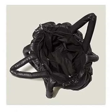 BDSX Large Puffer Shoulder Bag, Trendy Luxury Chic Quilted Cotton Padded Tote Bag for women, Winter Soft Puffer Tote Bag Nylon Down Pillow Bag Women's Handbags & Shopper Bag (White)