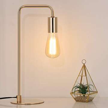 Edison Table Lamp, Industrial Desk Lamps, Small Gold Metal Lamp Suit for Bedside Dressers Coffee Tab...