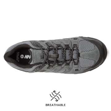 HI-TEC Ravus WP Low Waterproof Hiking Shoes for Men, Lightweight Breathable Outdoor Trekking and Trail Shoes - Dark Grey, 8.5 Medium