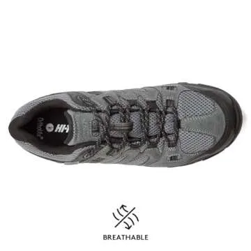 HI-TEC Ravus WP Low Waterproof Hiking Shoes for Men, Lightweight Breathable Outdoor Trekking and Trail Shoes - Dark Grey, 8.5 Medium