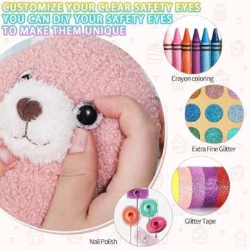 MUCUNNIA 100PCS 18mm Clear Safety Eyes for Crocheting with Washers Safety Eyes for Amigurumi 3D Round Crochet Eyes Doll Eyes for Animals Teddy Bear Crochet Toy