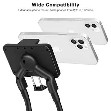 B-Land Upgrade Phone Holder for Bed, Neck Phone Holder Gooseneck Cell Phone Holders, Universal Mobil...