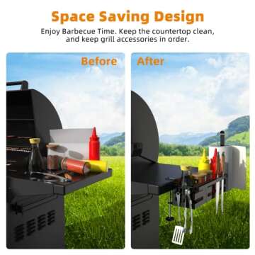 coobest Griddle Caddy for Blackstone 28"/36" Griddle Accessories w/Paper Towel Holder & Knife Rack, Grill Accessories Space Saving Grill Tool Holder for Blackstone BBQ Accessories Organizer