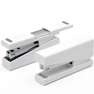 Durable White Desktop Stapler with Built-in Storage