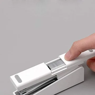 Durable White Desktop Stapler with Built-in Storage