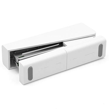 Durable White Desktop Stapler with Built-in Storage