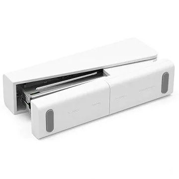 Durable White Desktop Stapler with Built-in Storage