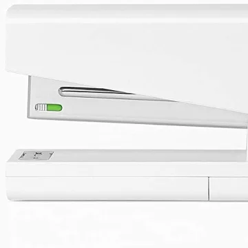 Durable White Desktop Stapler with Built-in Storage