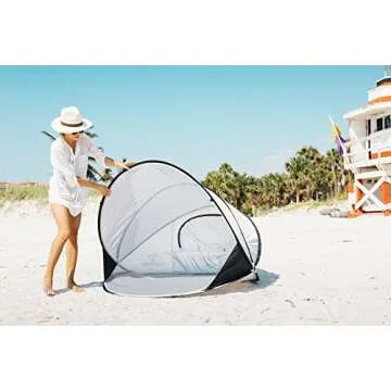 Instapalm Portable Automatic Pop Up Cabana Beach Tent Shade and Sun Shelter Carry Bag Included