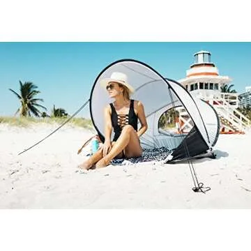Instapalm Portable Automatic Pop Up Cabana Beach Tent Shade and Sun Shelter Carry Bag Included