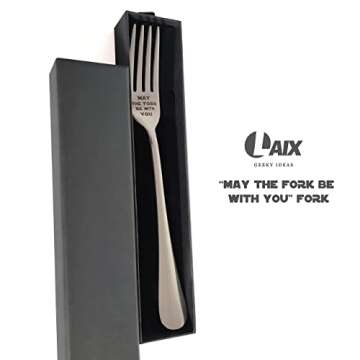May The Fork Be With You Laser Engraved Stainless Steel Fork with Gift Box, Gift For StarWars Fans