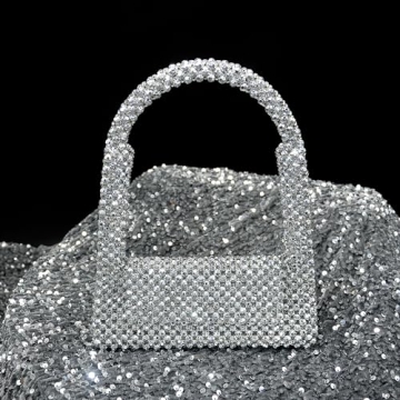 Miuco Pearl Bag Clutch Sparkly Glitter Handbag for Women