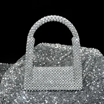 Miuco Pearl Bag Clutch Sparkly Glitter Handbag for Women