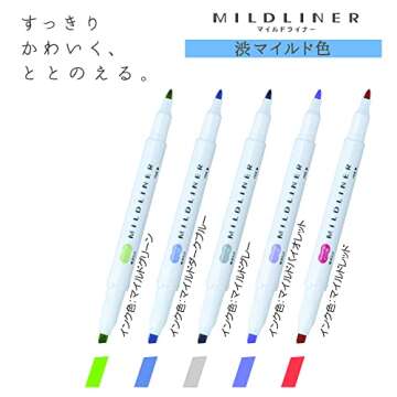 ZEBRA MILD LINER, Double Sided Highlighter Noble Color, 5 Set (WKT7-5C-NC)