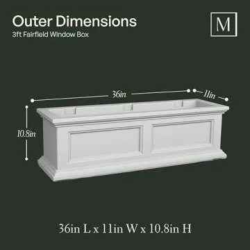 Mayne Fairfield 3-Foot Window Box – Durable Self-Watering Planter