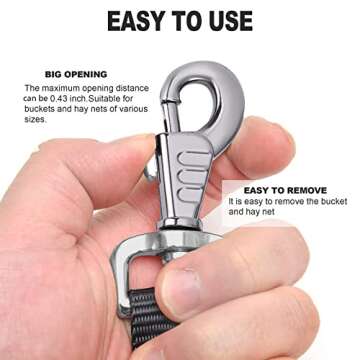 Rosemarie Horse Bucket Strap Hangers,Horse Suppliers Adjustable Nylon Straps up to 700 lbs for Hay Nets, Water Buckets,Hanging-Pratical and Easy Use(4 Pack) (Black)