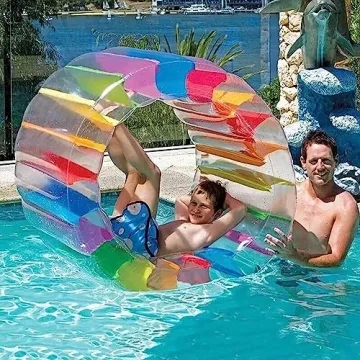 MorTime 40'' Rainbow Inflatable Pool Roller Float for All Ages